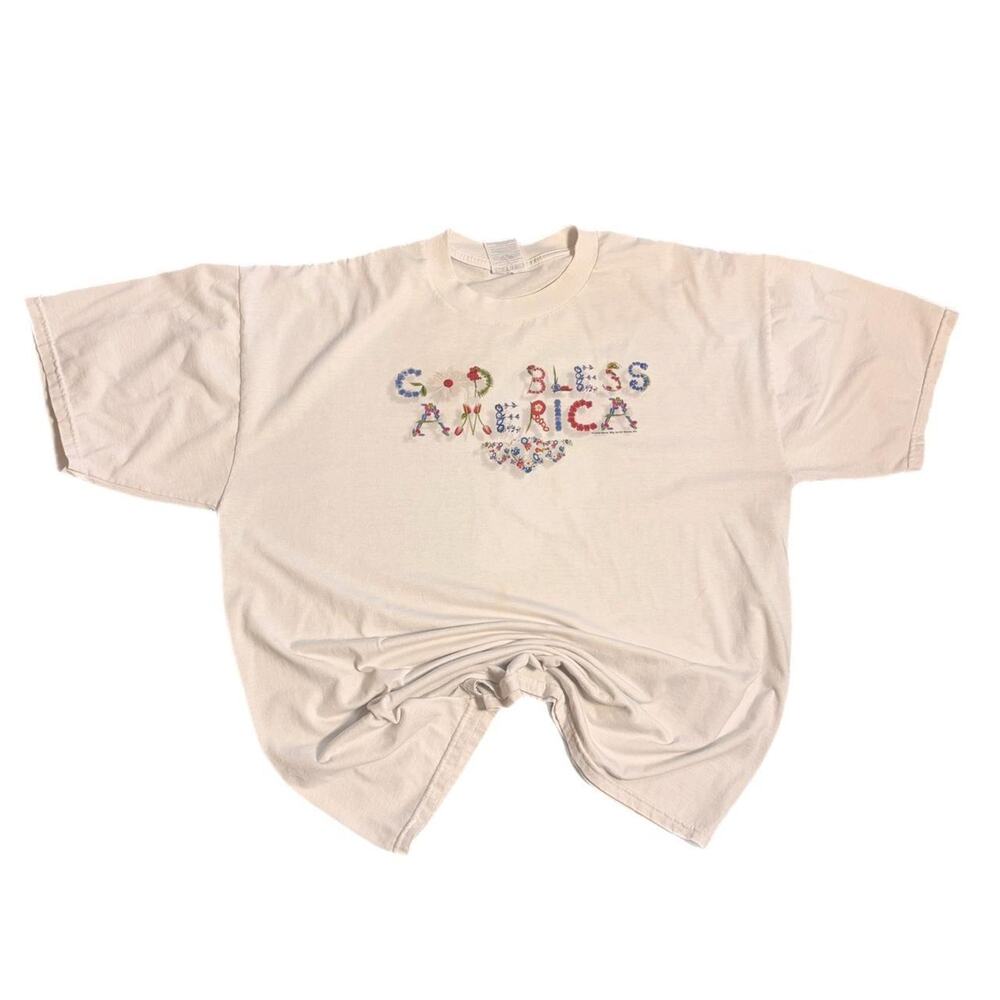 90s God bless America white tee (XL)